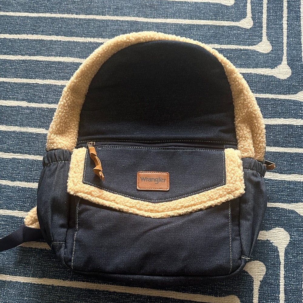 Wrangler denim and faux sherpa backpack